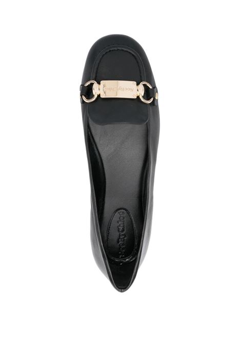 Ballerine con placca logo in nero di See by Chloé - donna SEE BY CHLOÉ | SB43031A999